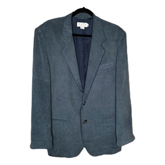 Silk Blazer Mens Vintage Blazer 100% Silk Y2K Style Preppy Fashion VTG Blazer - Picture 2 of 7